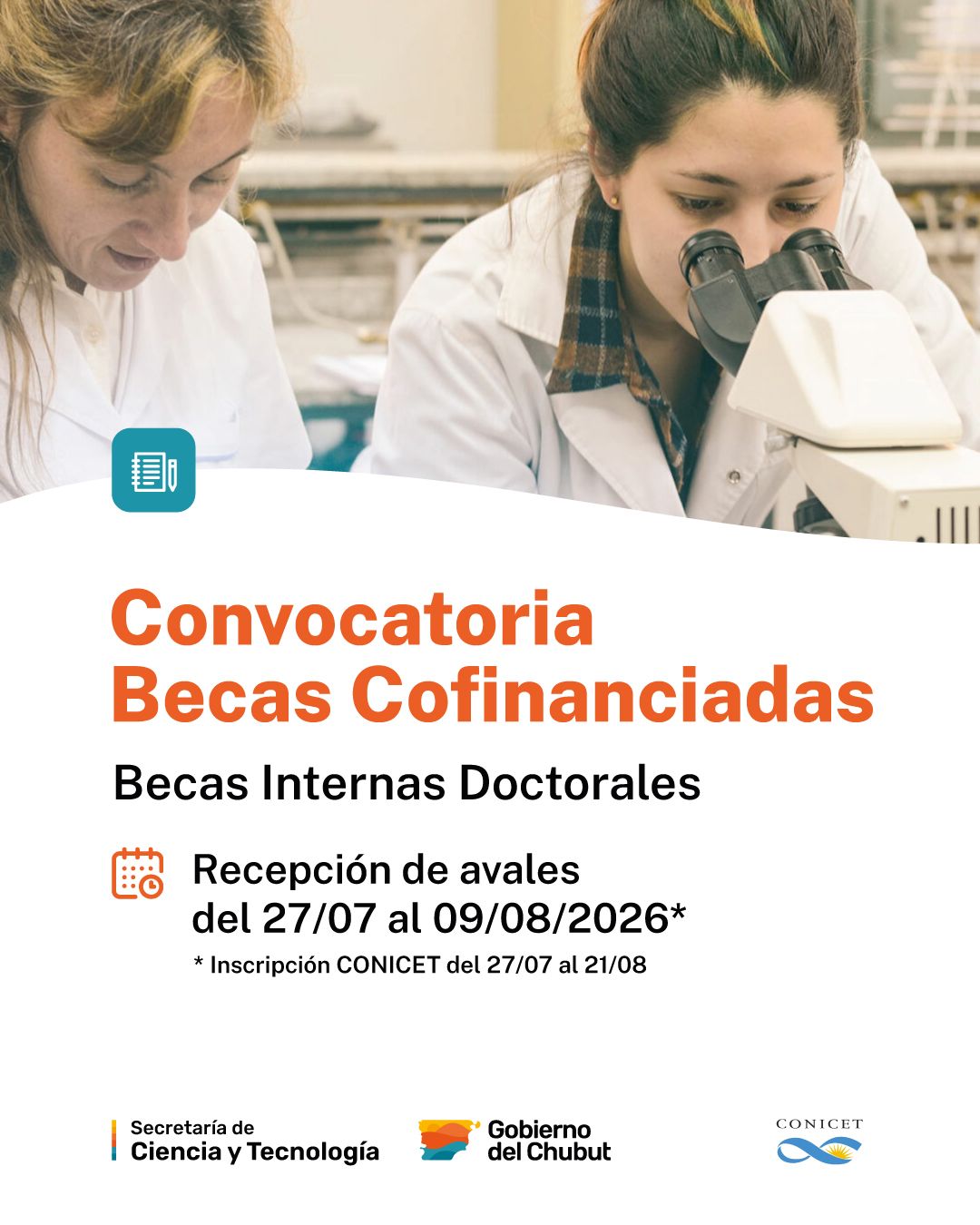 La Secretaría de Ciencia y Tecnología brindará dos charlas informativas sobre las becas doctorales cofinanciadas con CONICET