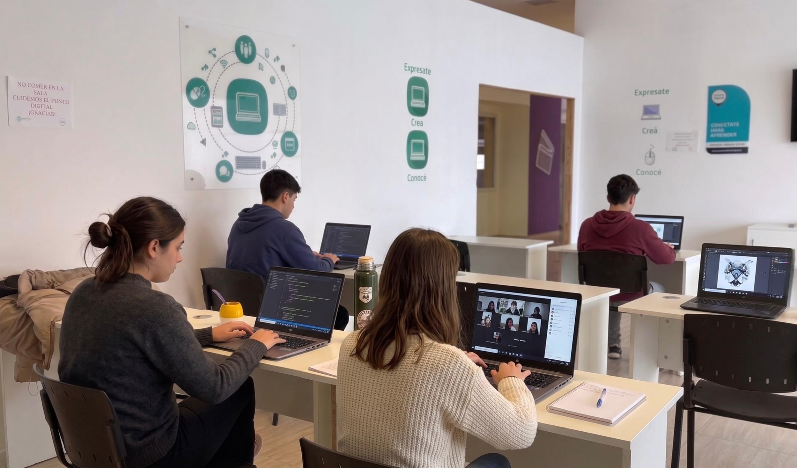 Jóvenes de Dolavon se capacitaron en diseño web e inteligencia artificial